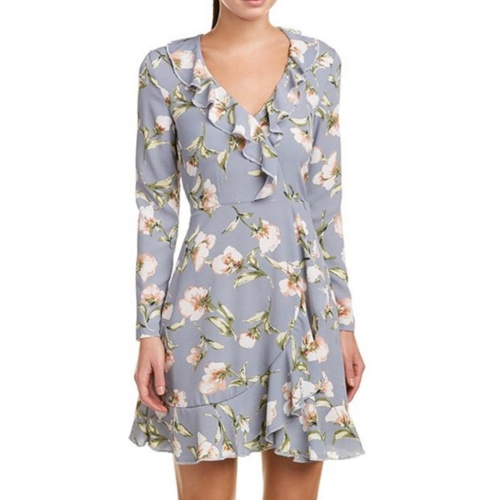 NEW Romeo + Juliet Couture Blue Floral Ruffle Dress NWT Size Medium